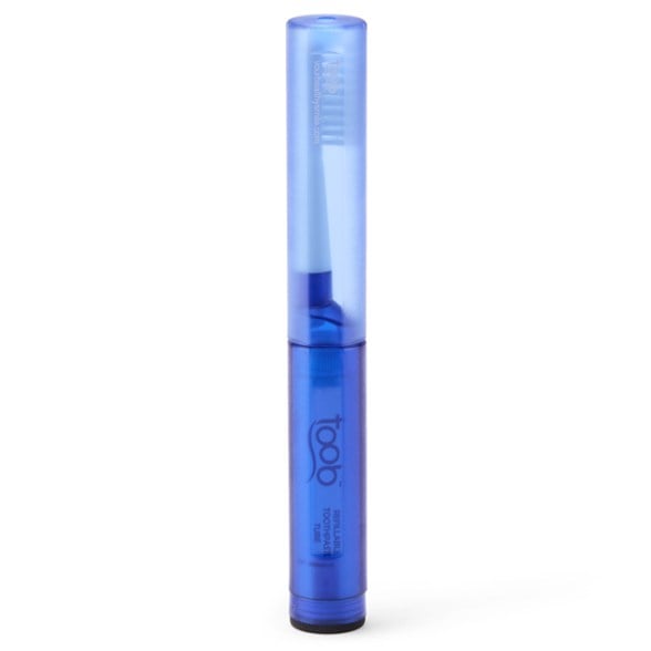 TOOB Brush travel toothbrush and portable toothpaste tube in open case