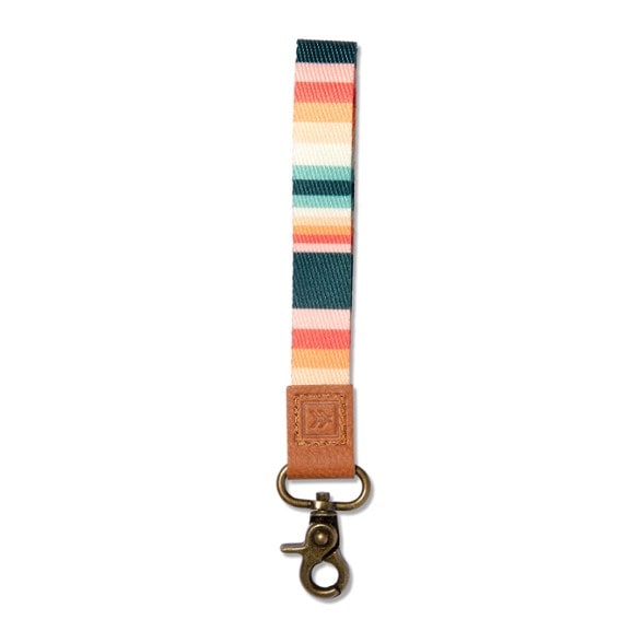 Wrist lanyard with leather loop and polyester strap