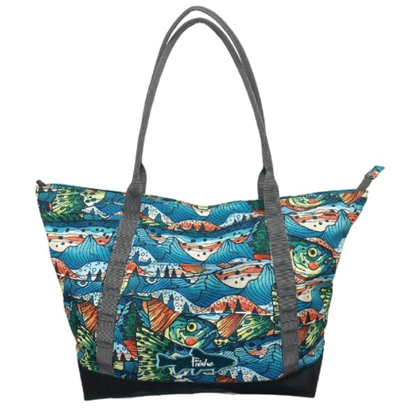 Fishe Daily Tote front view showing exterior pocket and sturdy straps