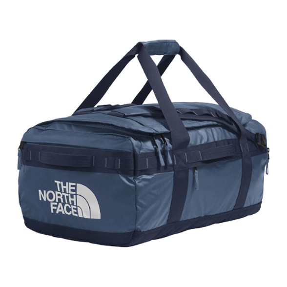 Rear view of the eco-friendly recycled luggage with shoulder straps for hiking trips