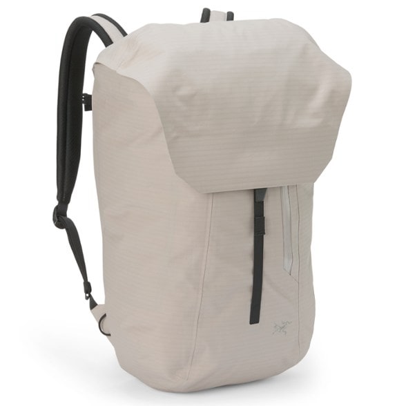 Granville Eco 25L Backpack displayed on a city street, showcasing its minimalist design and eco-friendly materials.