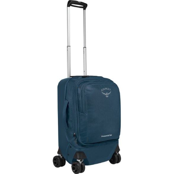 Close-up of the 4-wheel spinner suitcase demonstrating its durable construction and sleek design.