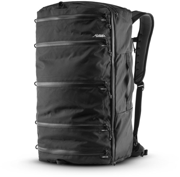 Close-up of the waterproof exterior of the 45-liter travel backpack with laptop compartment
