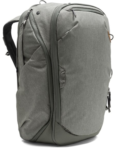 AdventurePro 45L Expandable Travel Backpack - side view with expansive pockets