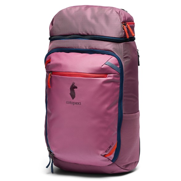 Front view of Cotopaxi Allpa 50L adventure travel pack with main compartment open