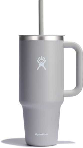 Hydro Flask 40 oz insulated tumbler with straw, perfect for hiking.