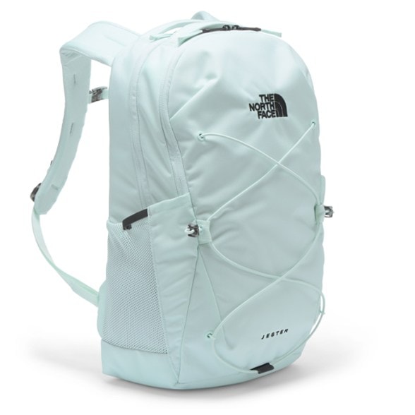 The North Face Jester daypack women's backpack shown in grey with laptop sleeve visible