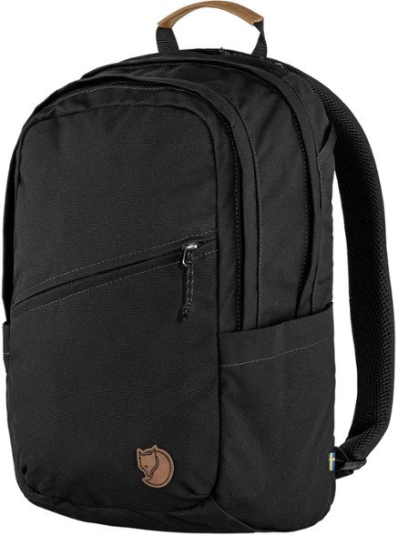 Fjallraven Raven 20L backpack opened, showing laptop sleeve and organizer pockets