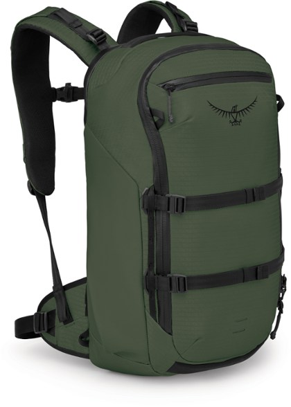 Front view of the Nomadic24 TechLite Pack showcasing structured compartments and sleek profile
