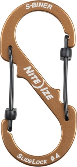 Close-up of Nite Ize aluminum carabiner showing SlideLock mechanism