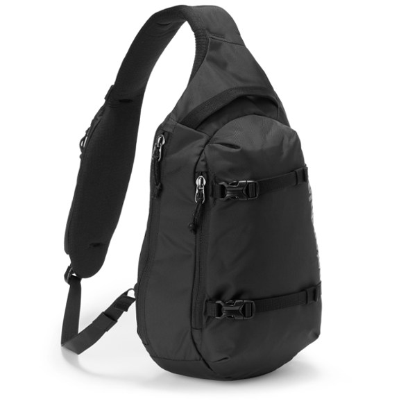 Patagonia Atom Sling Bag in use on a bike, showcasing its comfort and practicality