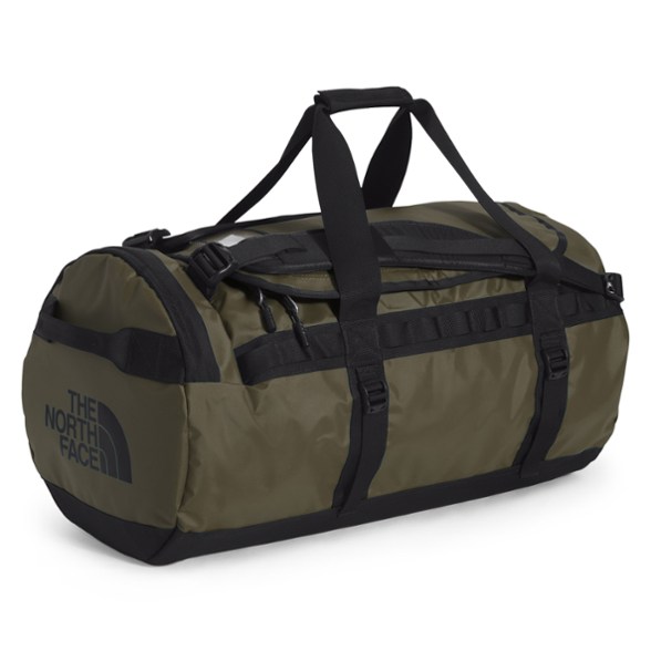 Side view of the Expedition Ready 71L Waterproof Travel Duffel in black, showcasing the durable material and robust construction, ideal for camping gear.