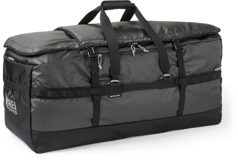 Big Haul 120 duffel bag in backpack mode, loaded with hiking gear