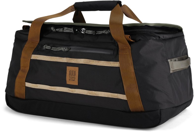 SummitPro duffel bag front view showing waterproof fabric and zippered compartments