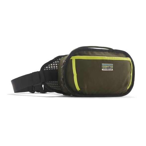 Front view of Adventure Ready Crossbody Hip Pack in use during hiking.