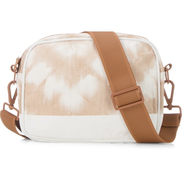 Front view of the Aloha Travel Companion Crossbody Bag showcasing its sleek design and adjustable strap.
