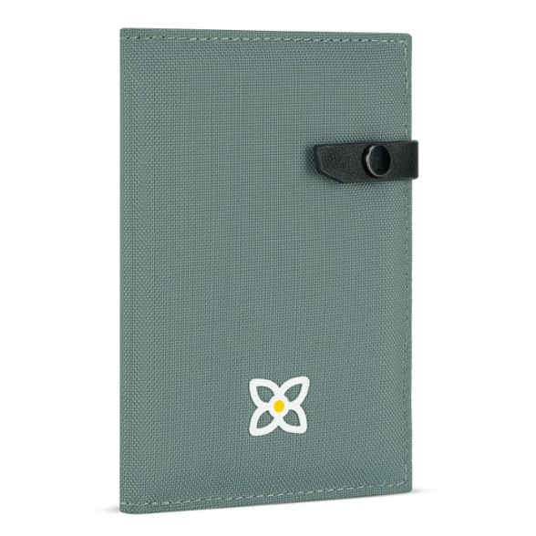 Front view of the OsakaSafe RFID wallet showing sleek foldable design