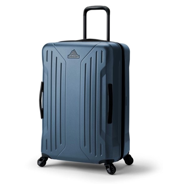 Side view of Gregory Quadro Pro 28-inch hardcase luggage, highlighting its scratch-resistant matte finish and integrated TSA lock.