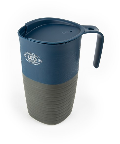 EcoFlex Collapsible Camping Cup in use, filled with hot coffee