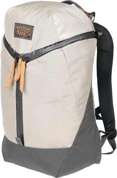 Ascend 18L travel backpack standing upright, showcasing its sleek black design and front 3-zip opening.