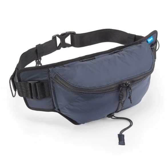 Multipass Sling Bag in a runner's hands, showing its compact design and bounce-free feature.