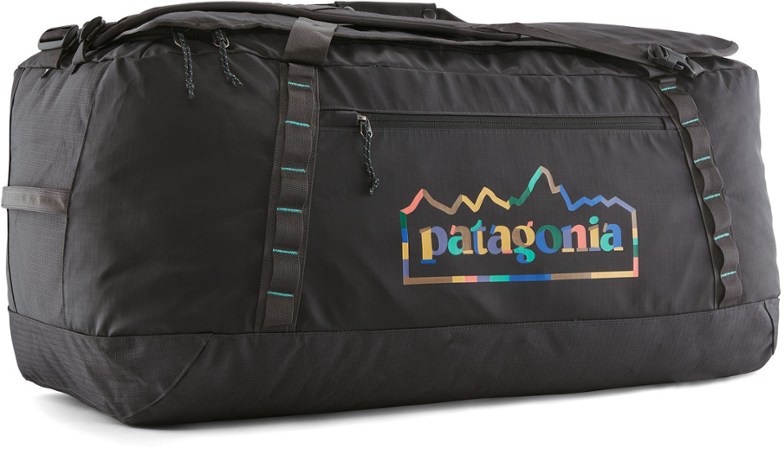 Patagonia Black Hole Duffel 100L open, showing large main compartment and backpack straps