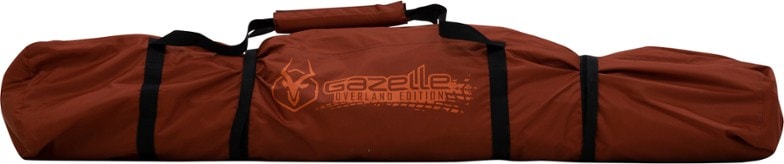 Top-down view of the TrailGuard T4 camping duffel bag showing durable zippers and sealed seams