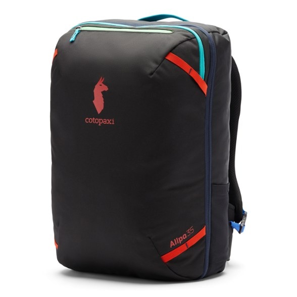 Cotopaxi Allpa 35 Del Dia Dark backpack open, showing interior organization