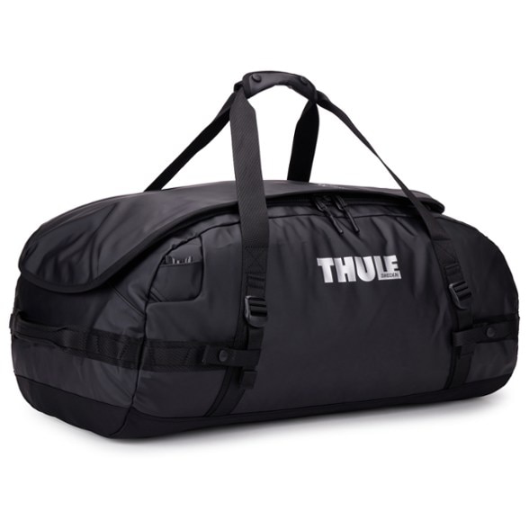Chasm 70L weatherproof duffel bag in backpack mode, ideal for hiking