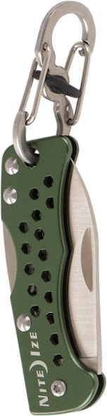 Close-up of the Nite Ize Doohickey key chain knife with blade extended, showing its compact size