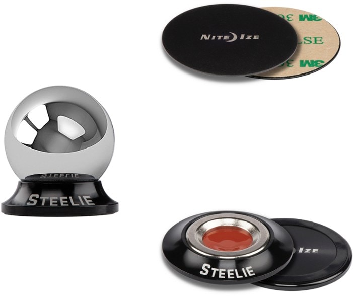 Magnetic car phone mount kit showing secure dash mount and magnetic socket attachment.