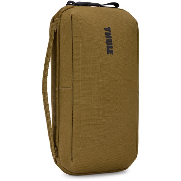 Aion travel organizer with RFID pouch and electronics compartment in use