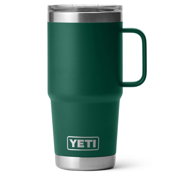 Angled view of Yeti mug showing Stronghold lid and textured grip for reliable travel use