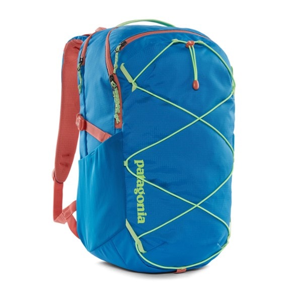 Patagonia Refugio 30L travel backpack with multiple compartments and water bottle holder