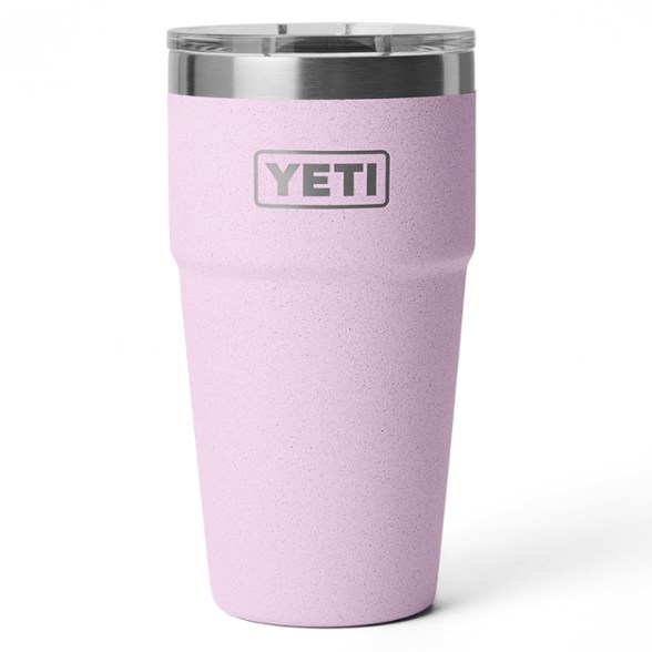 YETI Rambler 20 oz mug in use, showing MagSlider lid sliding open
