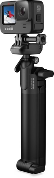 Top-down angle of FlexShot Pro tripod setup with GoPro mounted for group photography