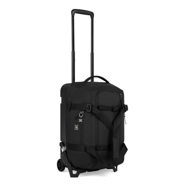 EcoRoll Wheeled Travel Duffel Bag with kickstand standing upright