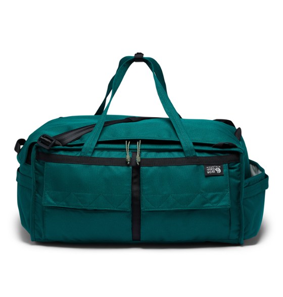 Camp Tough Duffel 80L shown open with modular organizer in use