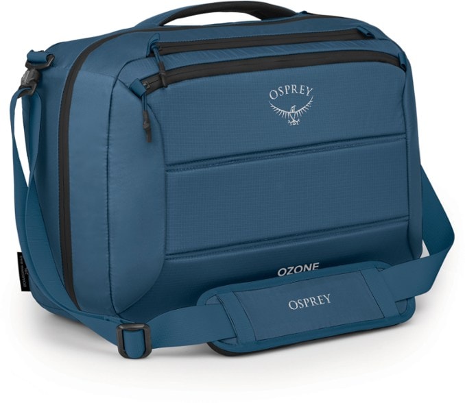 Ozone Lightweight Carry-On Travel Bag displayed with a laptop inside the padded compartment.