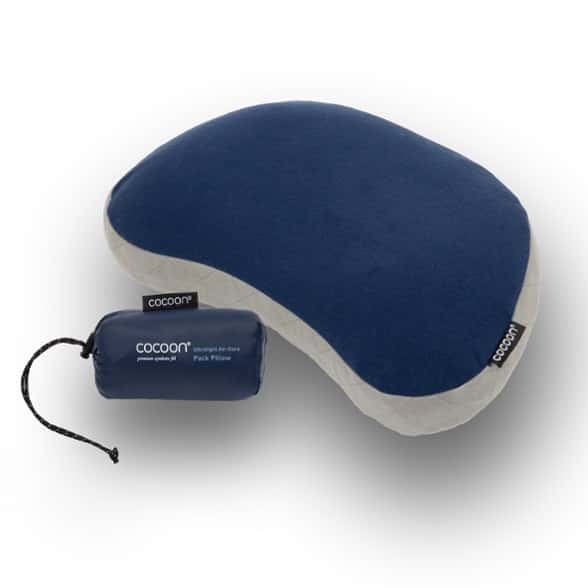 Side view of AirNest Ultralight camping pillow showing inflated structure and trapezoid shape