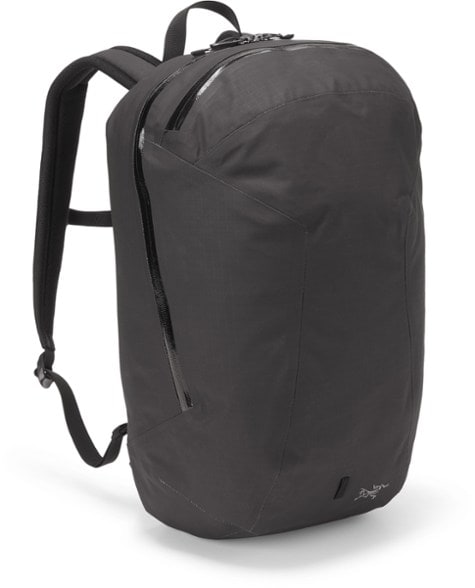 Front angle view of the Arc'teryx Granville Zip 16 showing sleek waterproof finish and main compartment zipper