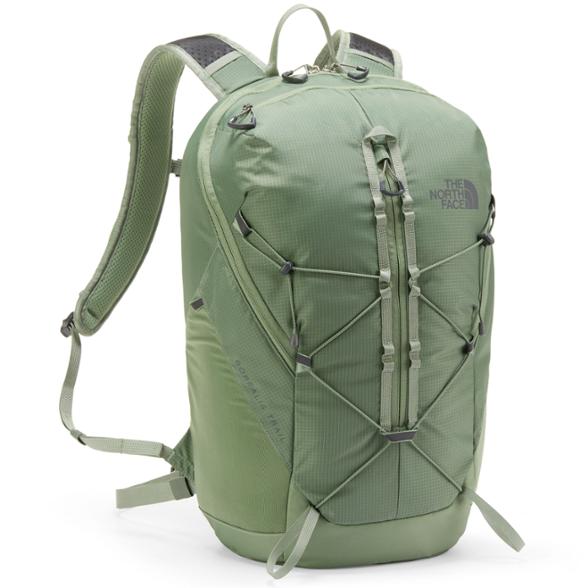 Side view of the Borealis Trail 28 daypack, showcasing its sleek profile and external water bottle pocket, ideal for a day of hiking.
