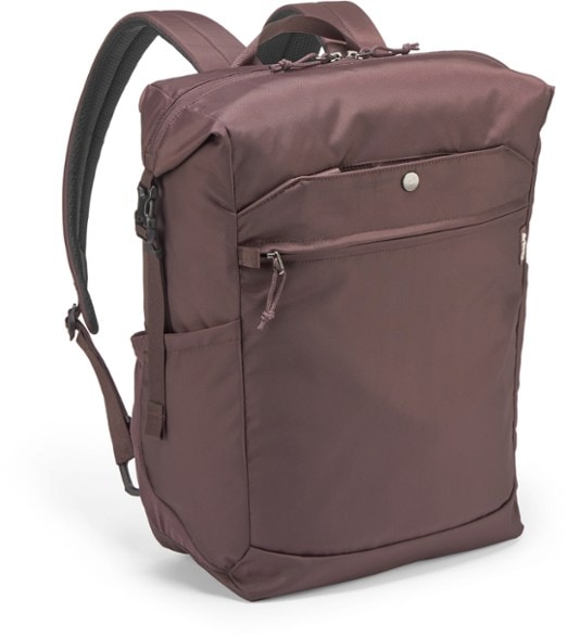 Eco-friendly tote bag with laptop compartment and backpack straps.