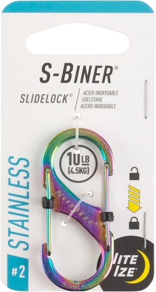 Nite Ize S-Biner SlideLock dual carabiner attached to keys showcasing secure locking mechanism