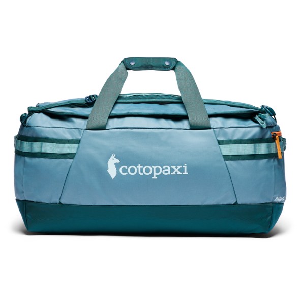 Front view of the Allpa Getaway 70L duffel bag showing backpack straps and side handles