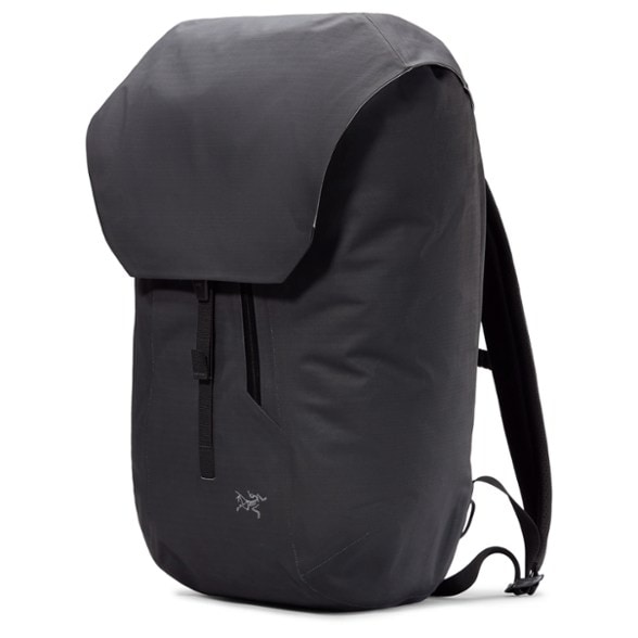 Front angle of the Granville TravelPro 25L weatherproof backpack standing upright
