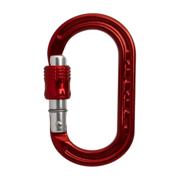 DMM XSRE locking carabiner clip attached to a belt loop