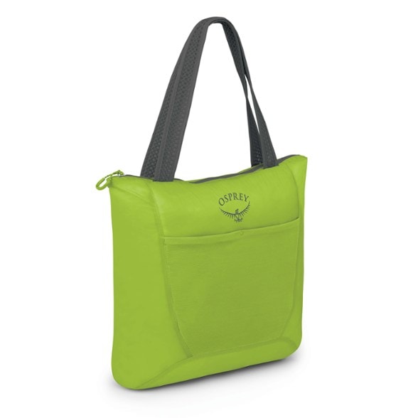 Front view of ultralight tote bag showing zip-top and compact design.