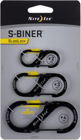 Close-up view of the Premium S-Biner SlideLock showing the locking mechanism.