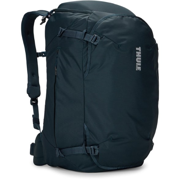 Thule Landmark 40L backpack open showing laptop compartment and organizational pockets